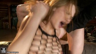 The heat goes even higher when she offer her ass for some anal games and it turns burning hot when she starts to enjoy two rock hard cocks exploring her asshole.