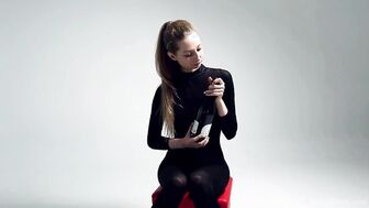 Petite Areana Fox masturbates with a bottle
