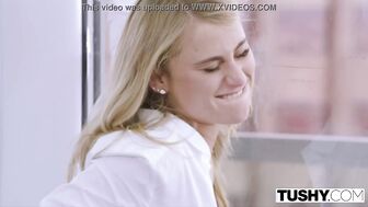 TUSHY Tiny Blonde Has Mad Asshole Sex On Work Trip