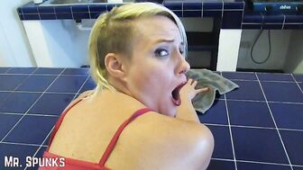 I Fuck her Butt with no Warning: Asshole Surprise while she Cleans the Kitchen