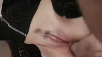 Sexy blonde in ebony stockings backside fucked difficult!
