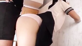 Censored Nippon school girl pantyjob assjob