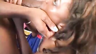 Naked ebony stud gets semen from ghetto bitch then fucks her anal