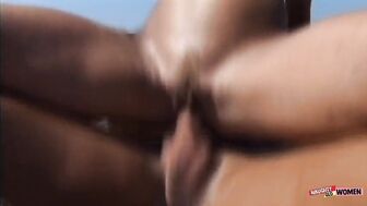 Being outdoors does not cease the adorable milf from tasting his cock and riding it