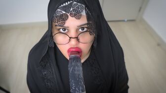 Factual Farsi Muslim StepMom in Niqab India Masturbates Wet Pussy With LARGE Sex Toy.